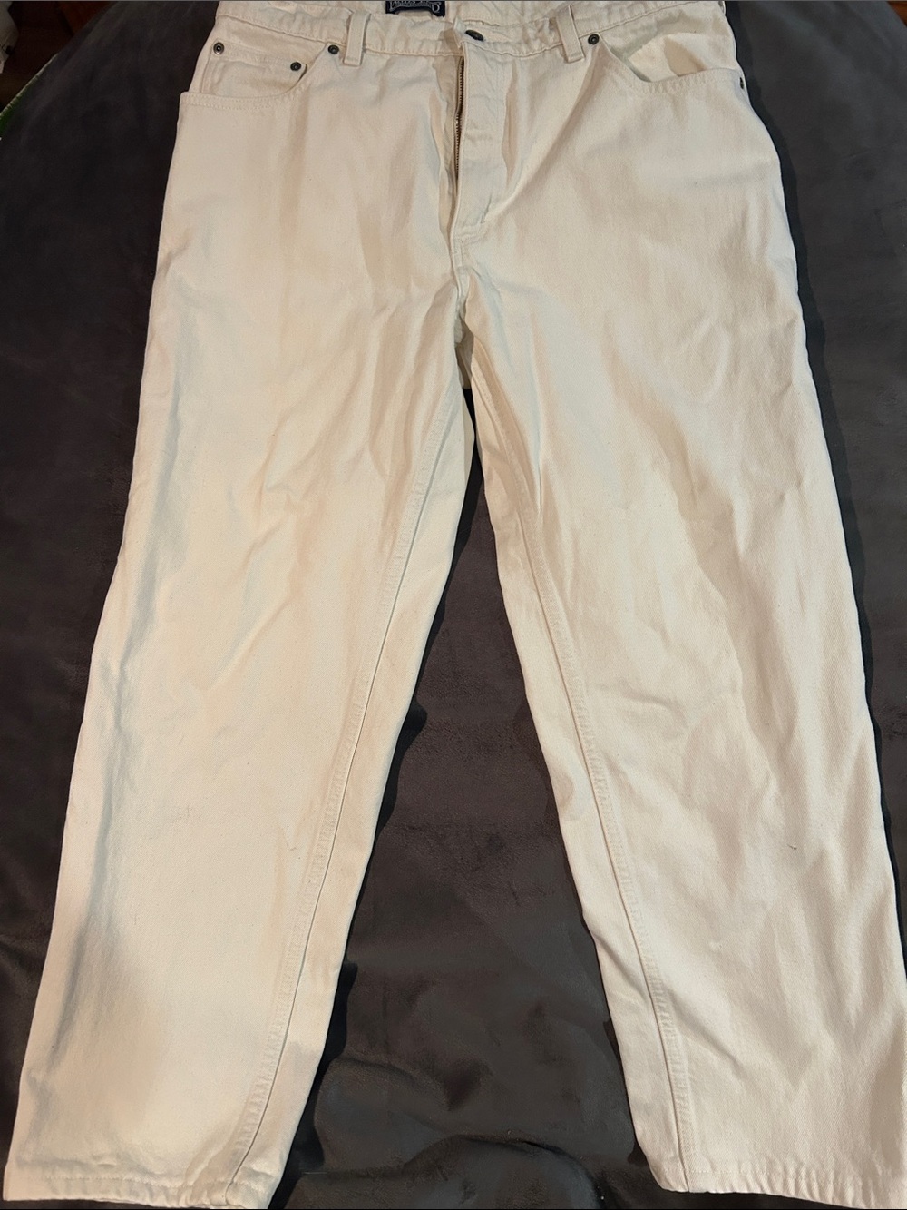 Cream Straight-Leg Casual Pants Mens